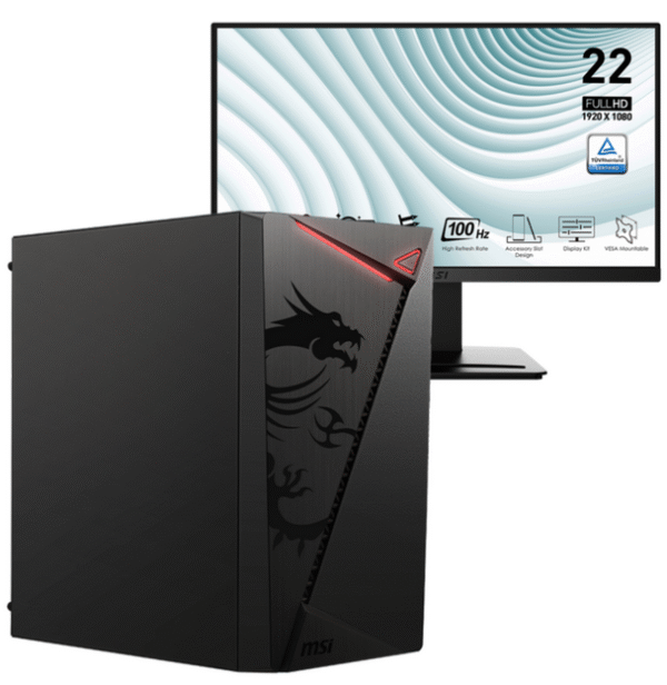PC de bureau Pro MSI / i3-10105 / 8 Go / Windows 11 Pro Avec Écran MSI Pro MP223 E2 21.45" Full HD VA / 100 Hz / Noir